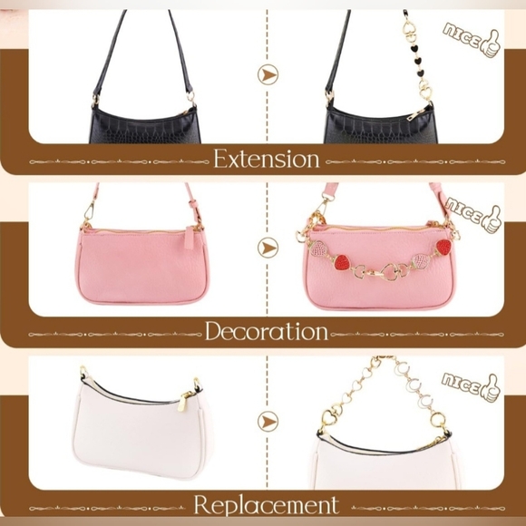 5Pcs White and Black Bag Extenders In Gold Chains with Pearls. New In Box - Picture 5 of 7